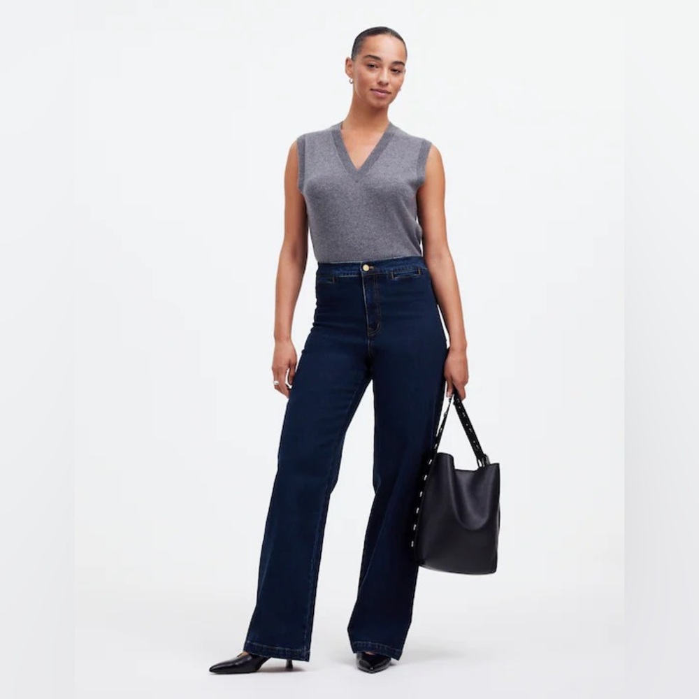 NWT Madewell The Curvy Emmett Wide-Leg Jean in Leffers Wash Welt Pocket Edition